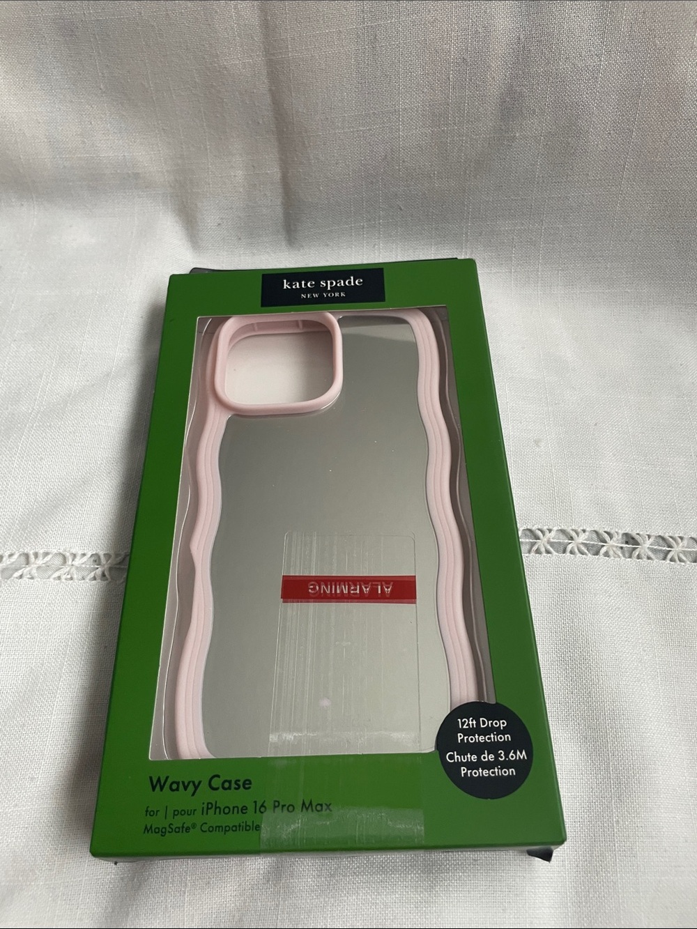 kate spade Clear Wavy Case with Pink Trim for iPhone 16 Pro Max